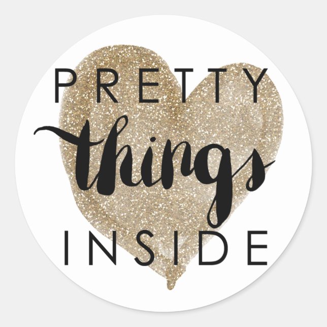 Happy Mail Gold Herz Hübsch Dinge Runder Aufkleber (Vorderseite)