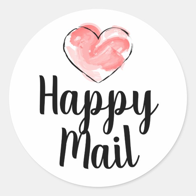 Happy Mail Round Business Aufkleber (Vorderseite)