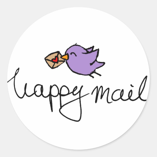 Happy Mail rund um Business-Aufkleber mit Vogel Runder Aufkleber (Vorderseite)