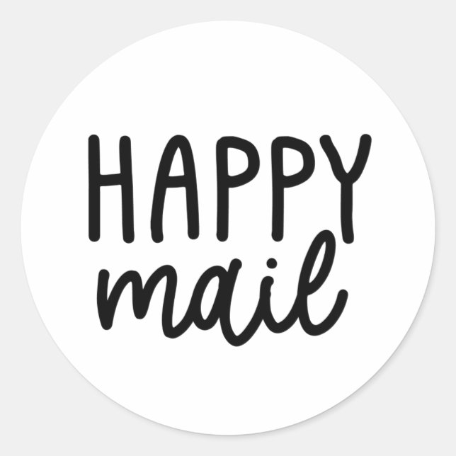Happy Mail Runder Aufkleber (Vorderseite)
