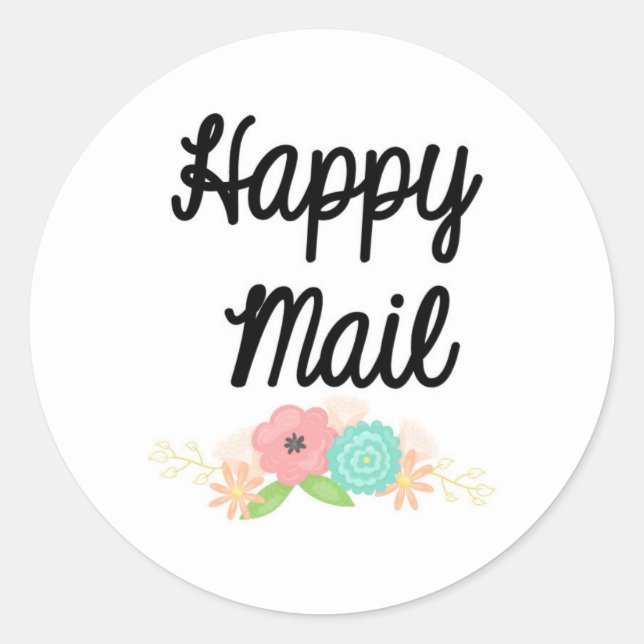 Happy Mail Sticker - Blumendesign!! (Vorderseite)