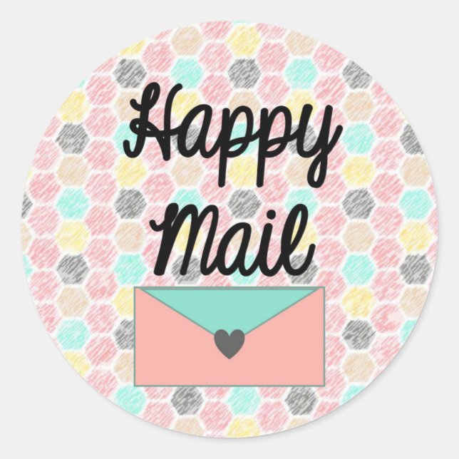 Happy Mail Sticker - geometrisches Wabendesign (Vorderseite)