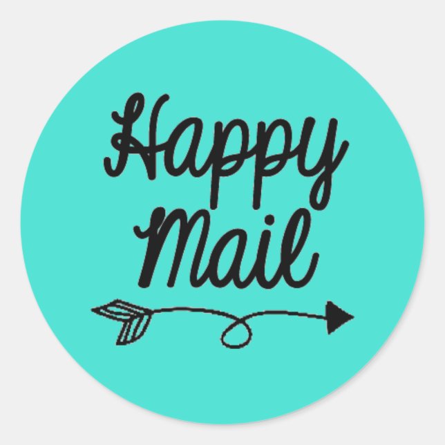 Happy Mail Sticker mit Pfeil-Design (Vorderseite)