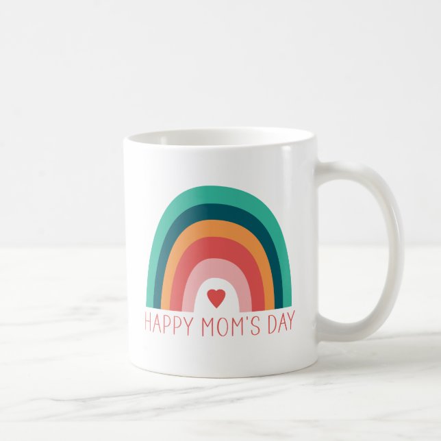 Happy Mama Day Rainbow Heart Modern Bright Colors Kaffeetasse (Rechts)