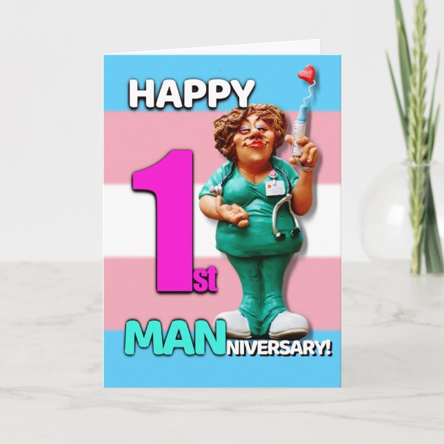 Happy Manniversary - Erster Jahrestag auf T Karte (Vorderseite)