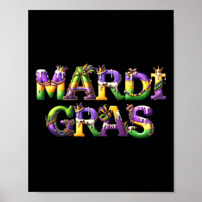 Happy Mardi Gras 2025 New Orleans Lilie Mas Poster (Vorne)
