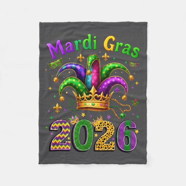 Happy Mardi Gras 2026 Jester Hat Men Women Kid Car Fleecedecke (Vorderseite)