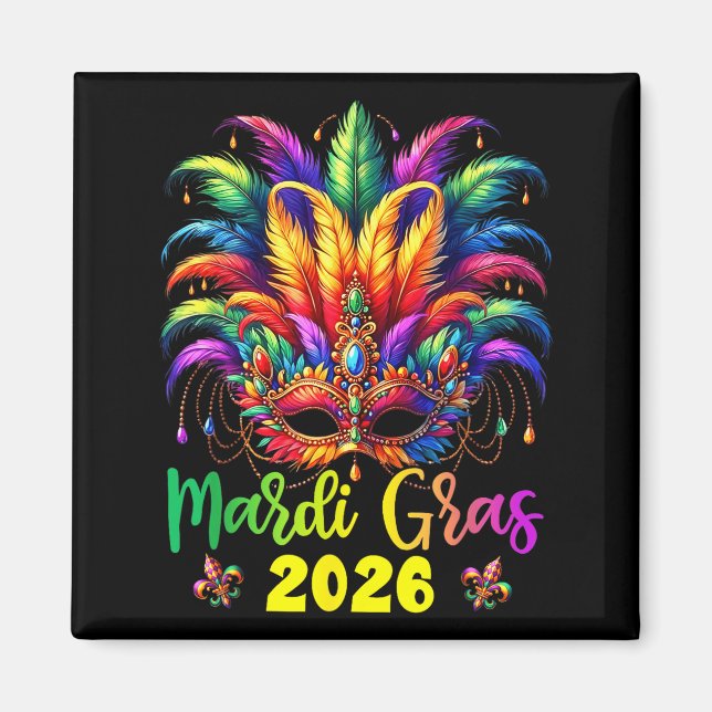 Happy Mardi Gras 2026 Jester Hat New Orleans Men W Magnet (Vorne)