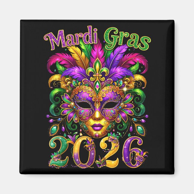 Happy Mardi Gras 2026 Jester Hat New Orleans Men W Magnet (Vorne)