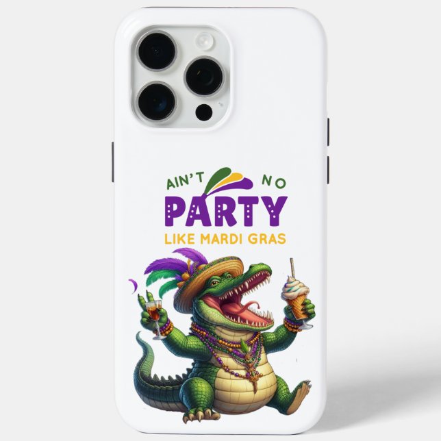 Happy Mardi Gras Alligator Case-Mate iPhone Hülle (Rückseite)
