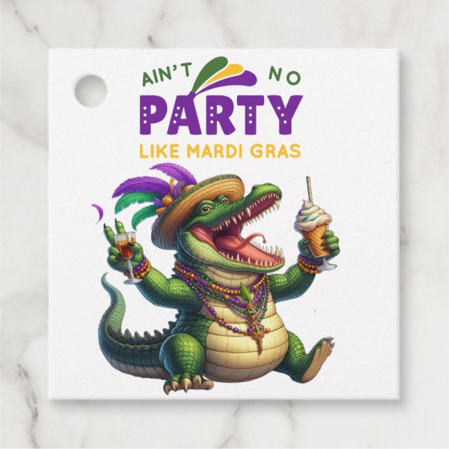Happy Mardi Gras Alligator Geschenkanhänger (Vorderseite)