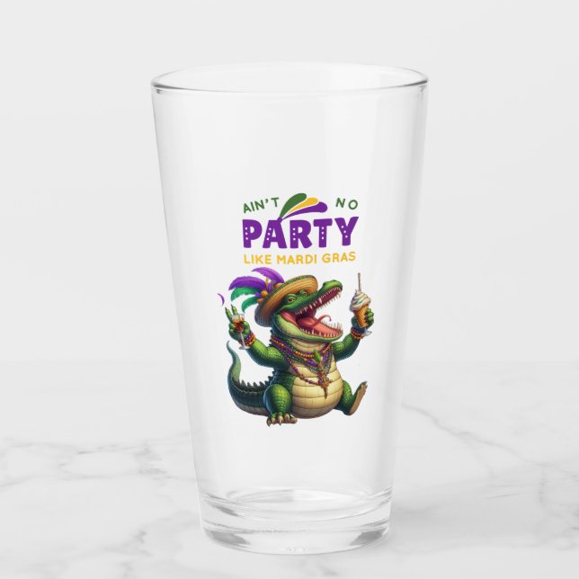 Happy Mardi Gras Alligator Glas (Vorderseite)