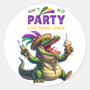 Happy Mardi Gras Alligator Runder Aufkleber