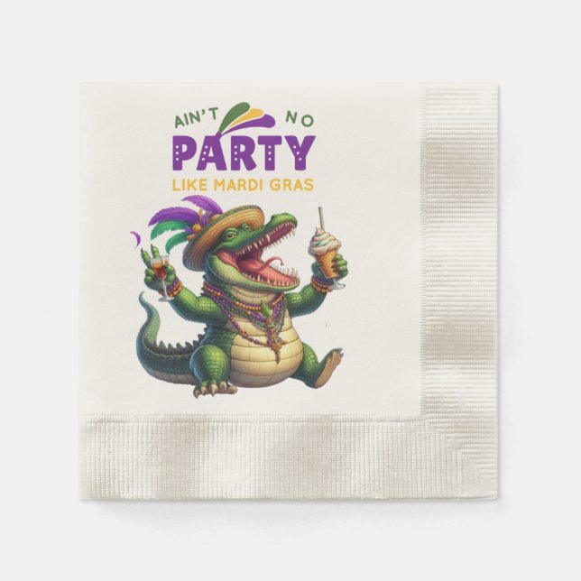 Happy Mardi Gras Alligator Serviette (Vorderseite)