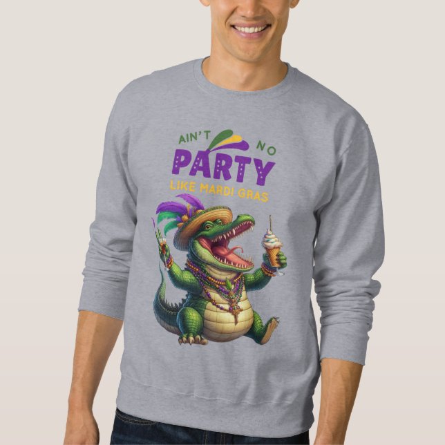 Happy Mardi Gras Alligator Sweatshirt (Vorderseite)