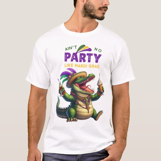 Happy Mardi Gras Alligator T-Shirt (Vorderseite)