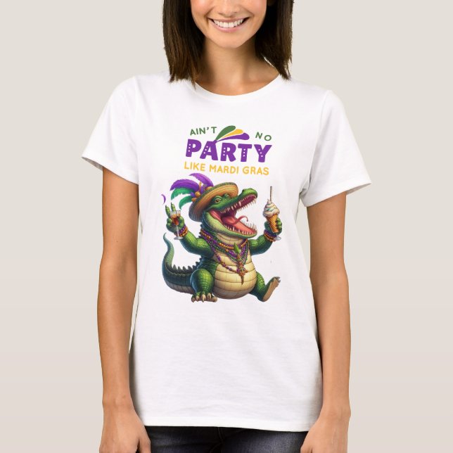 Happy Mardi Gras Alligator T-Shirt (Vorderseite)