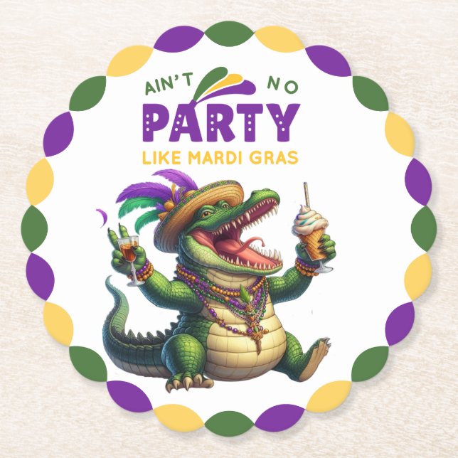 Happy Mardi Gras Alligator Untersetzer (Vorderseite)