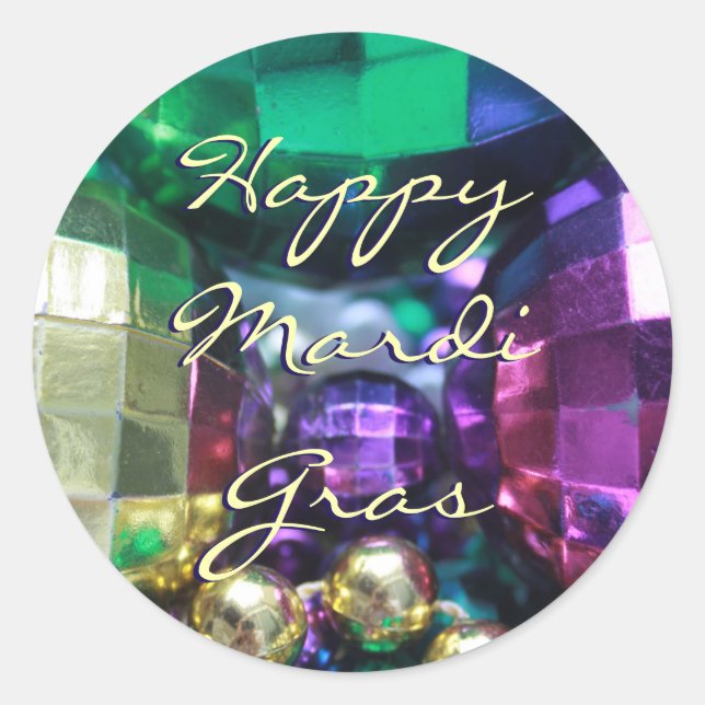 Happy Mardi Gras Bead Throws Customized Stickers (Vorderseite)