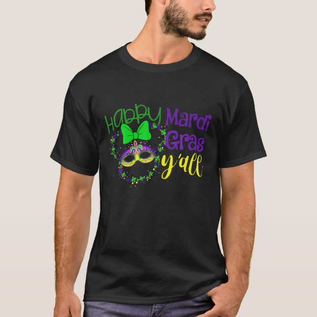 Happy Mardi Gras Beads Karneval für Kinder Liebe F T-Shirt (Vorderseite)