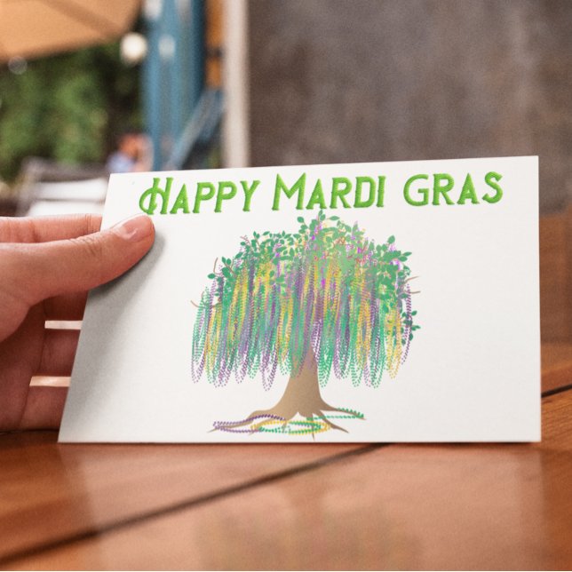 Happy Mardi Gras Beads Tree Postkarte (Von Creator hochgeladen)