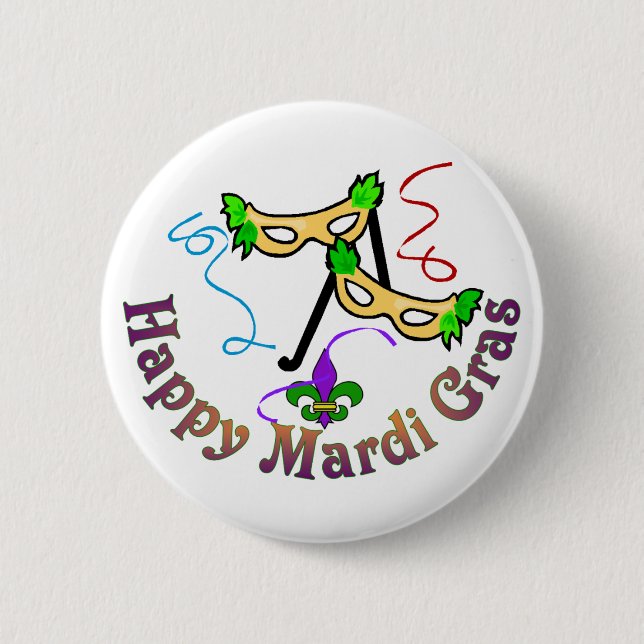Happy Mardi Gras Button (Vorderseite)