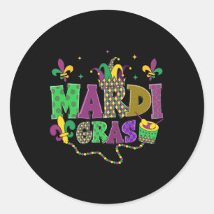 Happy Mardi Gras Carnival Fat Dienstag Lilie Runder Aufkleber