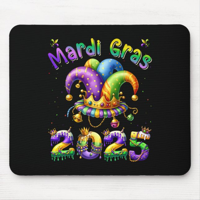 Happy Mardi Gras Carnival Mardi Gras 2025 Jester O Mousepad (Vorne)