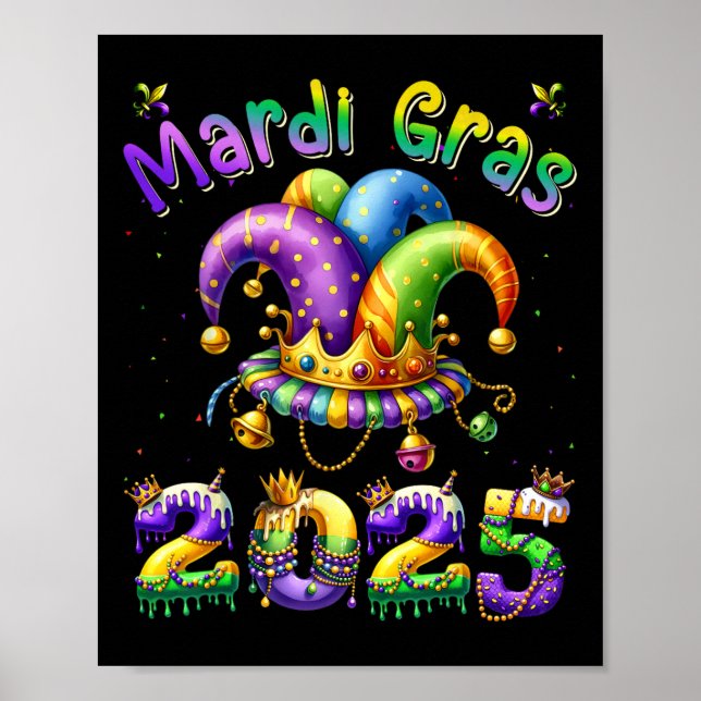 Happy Mardi Gras Carnival Mardi Gras 2025 Jester O Poster (Vorne)