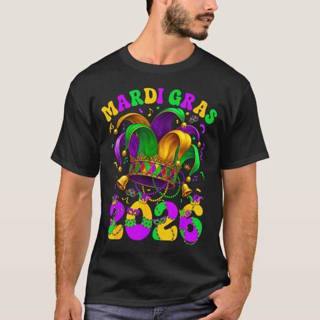 Happy Mardi Gras Carnival Mardi Gras 2026 Jester M T-Shirt (Vorderseite)