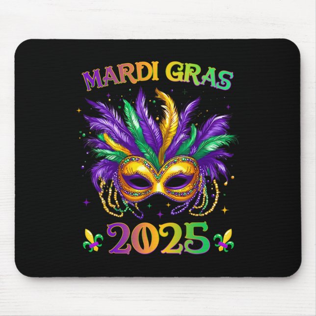 Happy Mardi Gras Carnival Mardi Gras Mask 2025 Jes Mousepad (Vorne)
