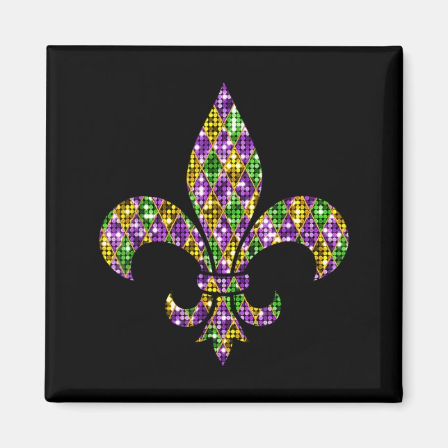 Happy Mardi Gras Carnival New Orleans Fleur De Lis Magnet (Vorne)