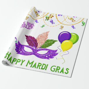 Happy Mardi Gras Celebration Beads Maske Geschenkpapier