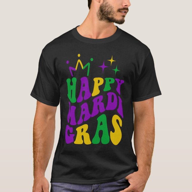 Happy Mardi Gras Cool Mardi Gras Retro Groovy T-Shirt (Vorderseite)