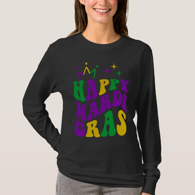 Happy Mardi Gras Cool Mardi Gras Retro Groovy T-Shirt (Vorderseite)