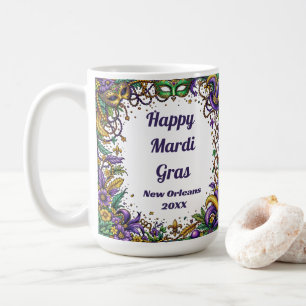 Happy Mardi Gras Feathered & Mask Kaffeetasse