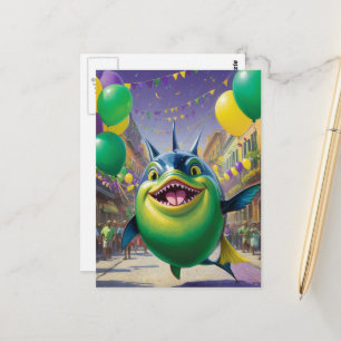 Happy Mardi Gras Fish Postkarte