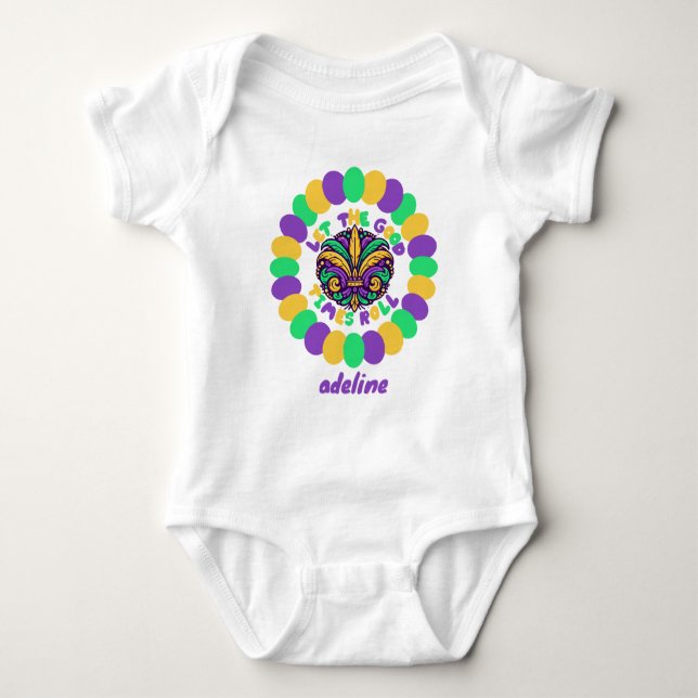 Happy Mardi Gras fleur-de-lis Baby Strampler (Vorderseite)