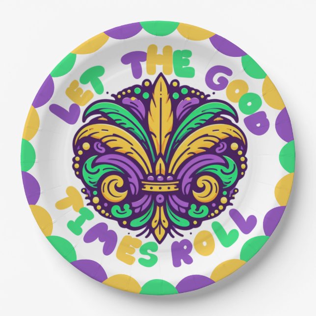 Happy Mardi Gras fleur-de-lis Pappteller (Vorderseite)
