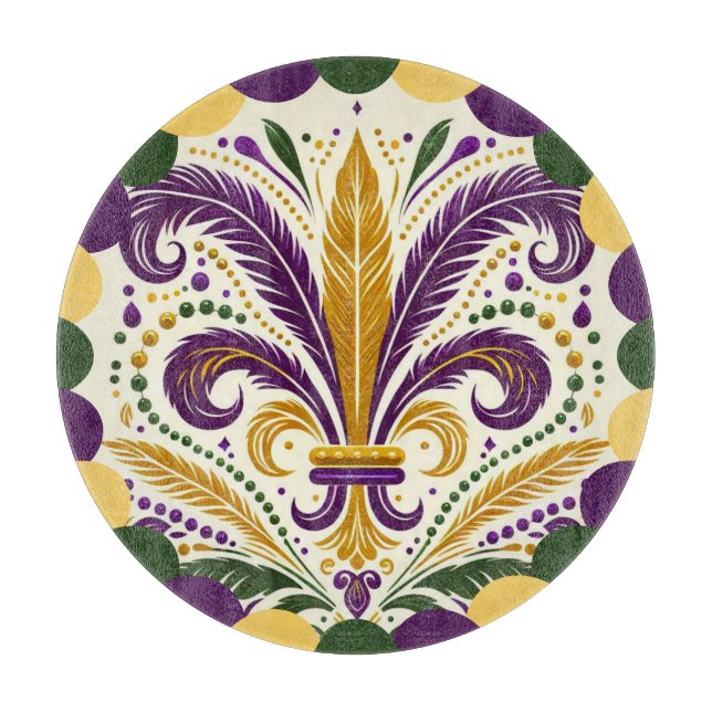 Happy Mardi Gras fleur-de-lis Schneidebrett (Vorderseite)