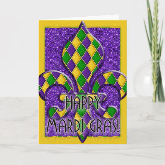 Happy Mardi Gras Fleur Design Grußkarte d1 Karte