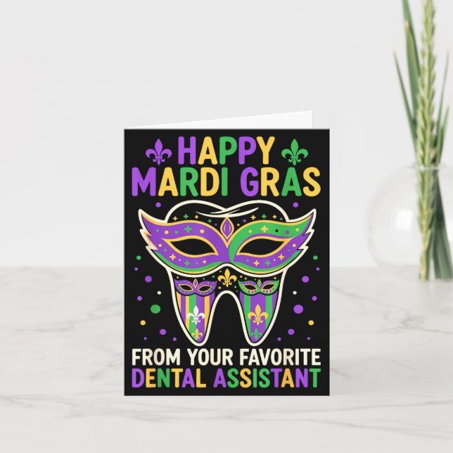 Happy Mardi Gras From Your Favorite Dental Istant  Karte (Vorderseite)