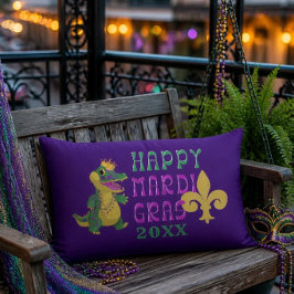 Happy Mardi Gras Gator King Lendenkissen