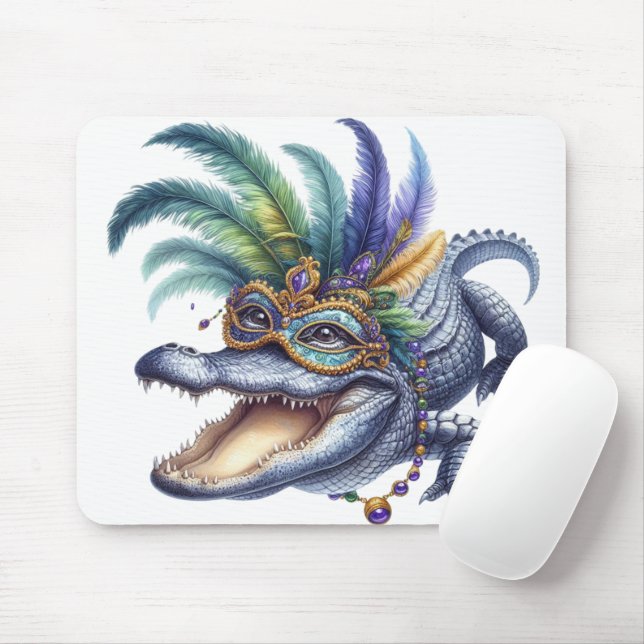 HAPPY MARDI GRAS INSPIRIERT ALLIGATOR MOUSEPAD (Mit Mouse)