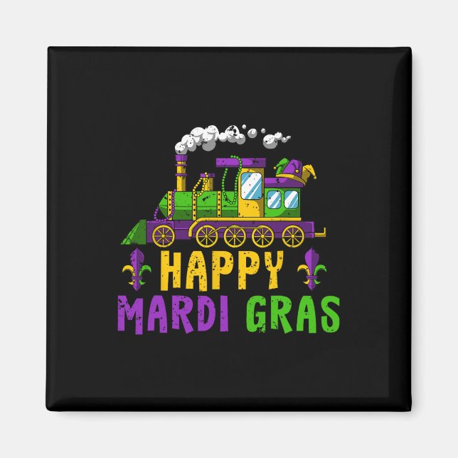 Happy Mardi Gras Jester Train Carnival Parade Teil Magnet (Vorne)
