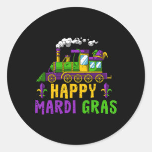 Happy Mardi Gras Jester Train Carnival Parade Teil Runder Aufkleber