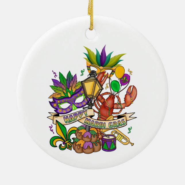 Happy Mardi Gras Keramik Ornament (Hinten)