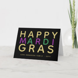 Happy Mardi Gras Lila Green Gold Personalisiert Karte