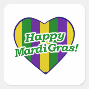 Happy Mardi Gras Logo Quadratischer Aufkleber