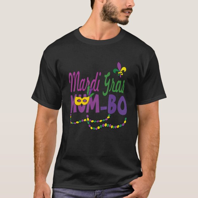 Happy Mardi Gras Mum Bo Funny Karneval Maske Beade T-Shirt (Vorderseite)